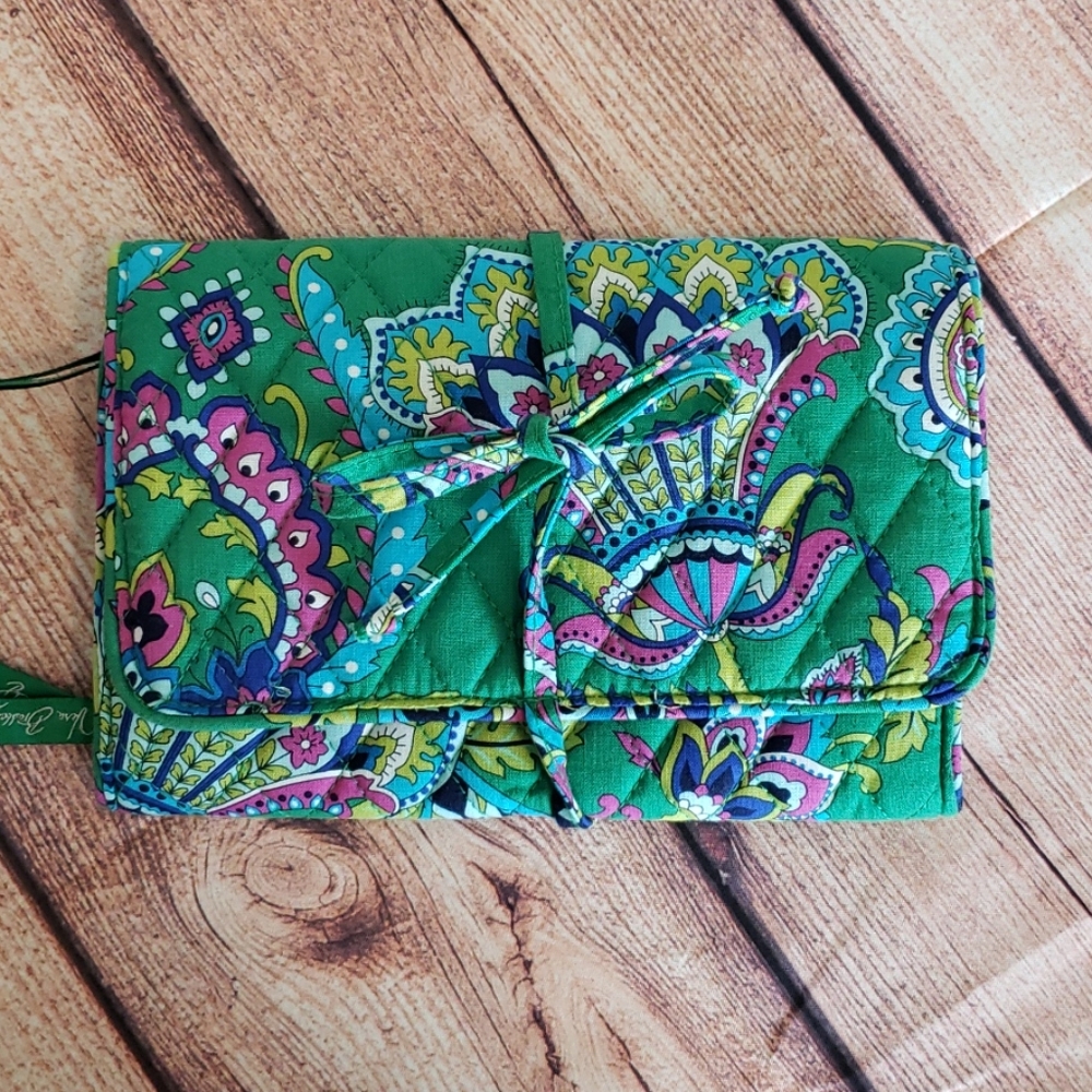 Vera Bradley Emerald Paisley Jewelry Travel Bag